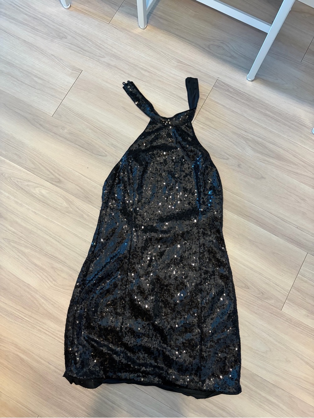 Dynamite Black One-Shoulder Sequin Dress